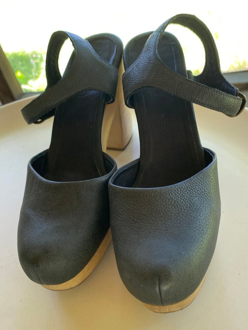 Worn Once Rachel Comey Black Leather Dekalb Clog Platform Shoes - Size 6.5